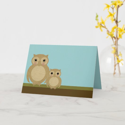 母の日フクロウ カード (黄色い花)