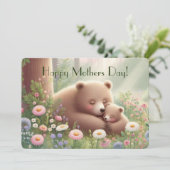 母の日フラットカード Whimsical Mama & Baby Bear シーズンカード (スタンド正面)