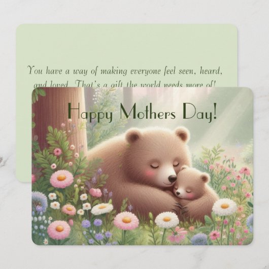 母の日フラットカード Whimsical Mama & Baby Bear シーズンカード (正面/裏面)