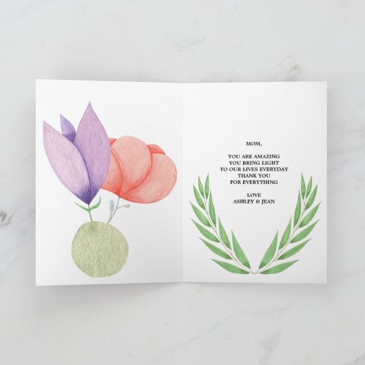 母の日フラワーフローラカスタムデザインかわいらし カード (内部)