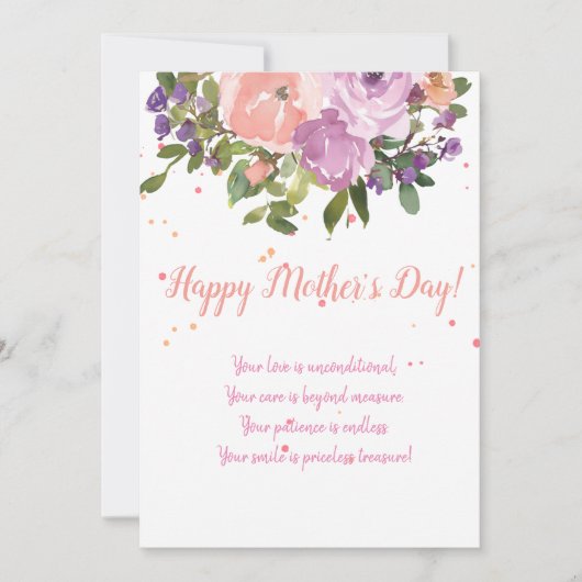 母の日フローラ水色ピンクの花束の詩 シーズンカード (正面)