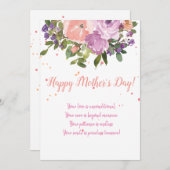 母の日フローラ水色ピンクの花束の詩 シーズンカード (正面/裏面)