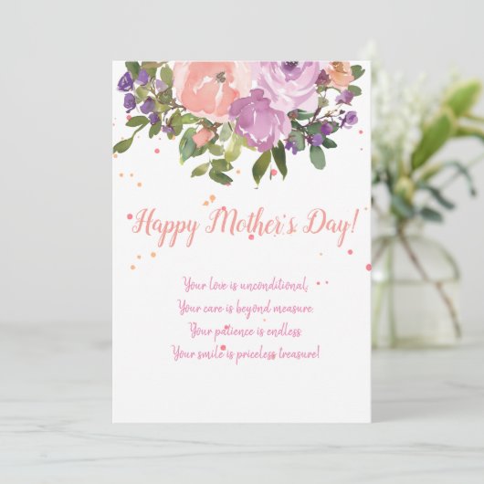 母の日フローラ水色ピンクの花束の詩 シーズンカード (スタンド正面)