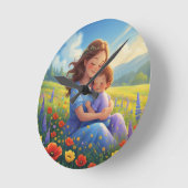 母の日フローラ甘くて可愛いカスタマイズ ラウンド壁時計 (傾斜)