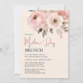 母の日ブランチピンクウォーターカラーフローラ 招待状 (正面)