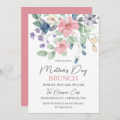 母の日ブランチピンクベリーウォーター色フローラ 招待状 (正面/裏面)