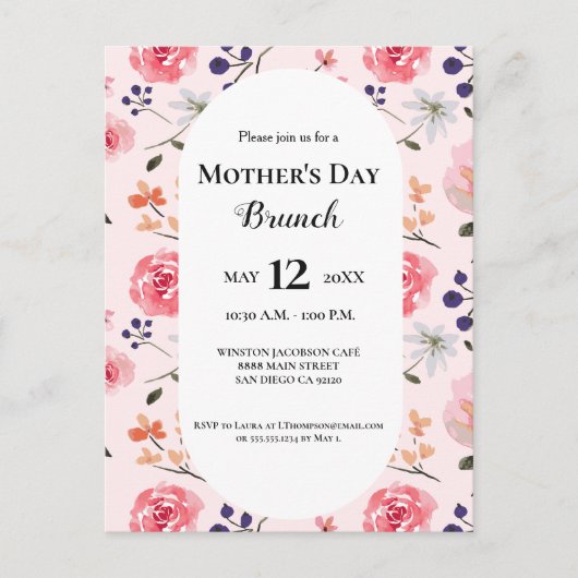 母の日ブランチフローラピンクカスタム色 ポストカード (正面)