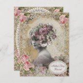 母の日ブランチ女性と宝石と花 招待状 (正面/裏面)