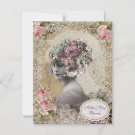 母の日ブランチ女性と宝石と花 招待状