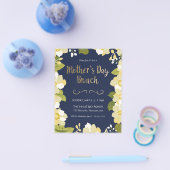 母の日ブランチ招待状、フローラ、金ゴールド請求書 チラシ (シングル)