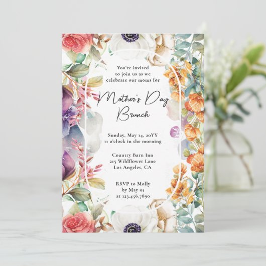 母の日ブランチ水の色ワイルドフラワーフローラ 招待状 (スタンド正面)