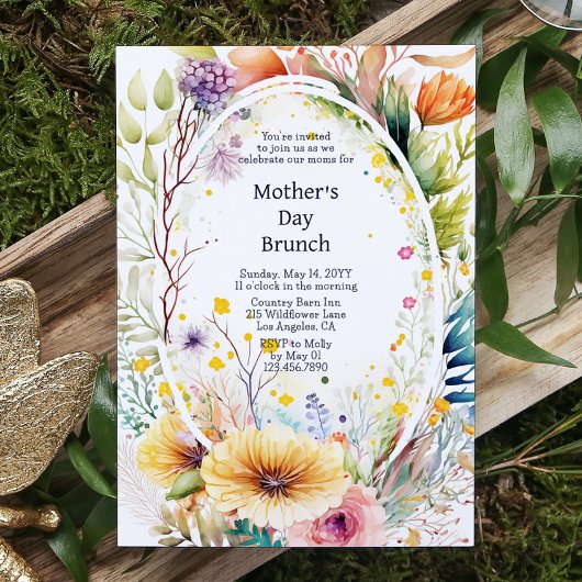 母の日ブランチ水の色ワイルドフラワーフローラ 招待状