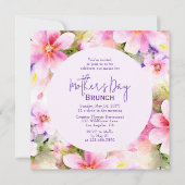 母の日ブランチ水エレガント色の花 招待状 (正面)