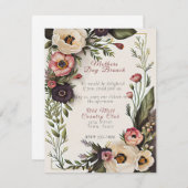 母の日ブランチ水エレガント色の花 招待状 (正面/裏面)