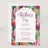 母の日ブランチ白い植物模様 招待状 (正面)