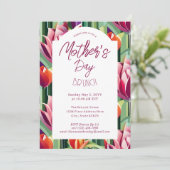 母の日ブランチ白い植物模様 招待状 (スタンド正面)