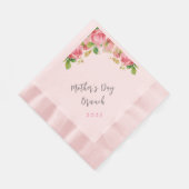 母の日ブランチ – ピンクのバラ – ピンク 縁ありランチョンナプキン (角)