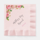 母の日ブランチ – ピンクのバラ – ピンク 縁ありランチョンナプキン (正面)