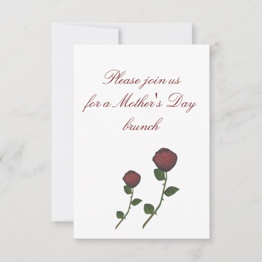 『母の日ブランチ』-長い茎を持つ赤いバラ·デュオ  招待状 (正面)