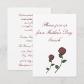 『母の日ブランチ』-長い茎を持つ赤いバラ·デュオ  招待状 (正面/裏面)