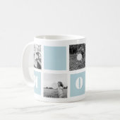 母の日ブルー5枚の写真母コラージュマグ コーヒーマグカップ (正面左)