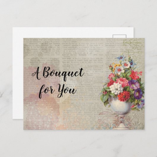 母の日プランター花カラフル新聞 ポストカード (正面/裏面)