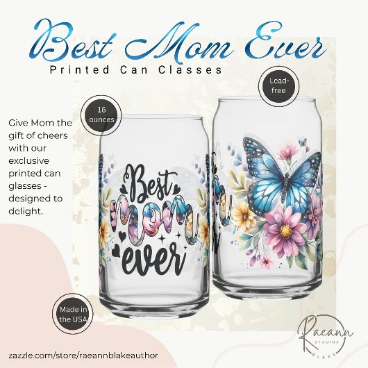 母の日プリントされた缶ガラス ガラス缶