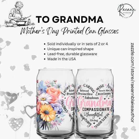 母の日プリントされた缶ガラス ガラス缶