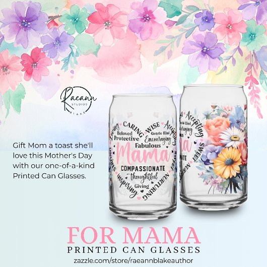 母の日プリントされた缶ガラス ガラス缶