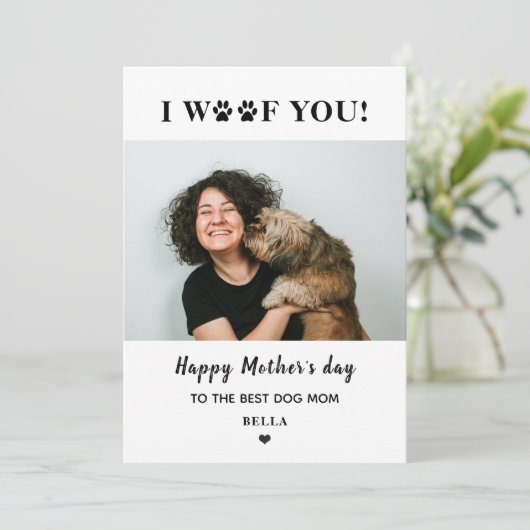 母の日ペット犬のママ写真かわいいハート シーズンカード (スタンド正面)