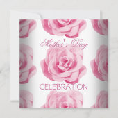 母の日ホワイトピンクのバラの花 招待状 (正面)