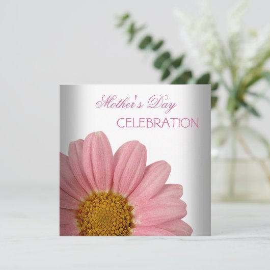 母の日ホワイトピンクのフローラ花 招待状 (スタンド正面)
