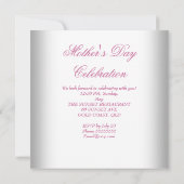 母の日ホワイトピンクフローラティーカップケーキ 招待状 (裏面)