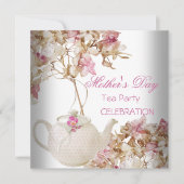 母の日ホワイトピンクフローラ茶 招待状 (正面)
