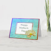 母の日ホワイトフラワーとブルーギンガム カード (正面)