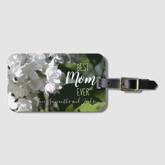 母の日ホワイトライラック最高のママいつも荷物Ta ラゲッジタグ (正面横)