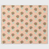 母の日ボホフラワーズイラストレーションピンク ラッピングペーパー (フラット)
