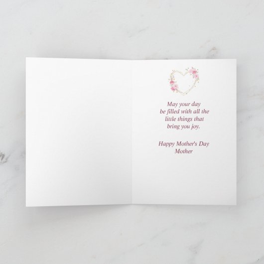 母の日マザーピンクフラワーハート カード (内部)