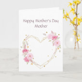 母の日マザーピンクフラワーハート カード (黄色い花)