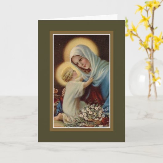 母の日マドンナ子イエスヴァージンマリア カード (黄色い花)
