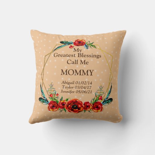 母の日ママお母さん子供たち子供たち名前誕生 クッション (裏面)