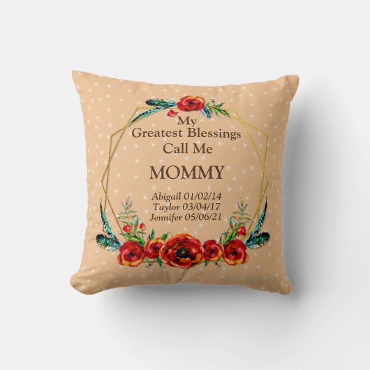 母の日ママお母さん子供たち子供たち名前誕生 クッション (正面)