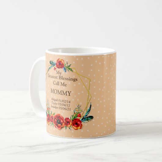 母の日ママお母さん子供たち子供たち名前誕生 コーヒーマグカップ (正面左)