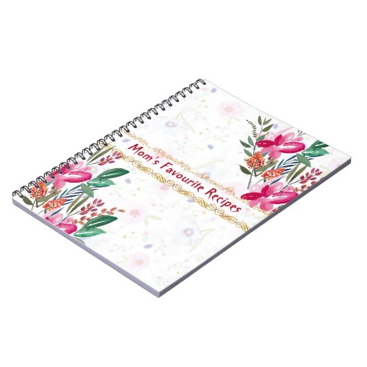 母の日ママお気に入りのレシピピンクの花かわいい ノートブック (左側)