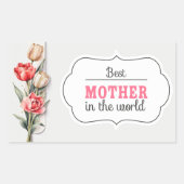 母の日ママの水の色のスケッチ娘。 長方形シール (正面)