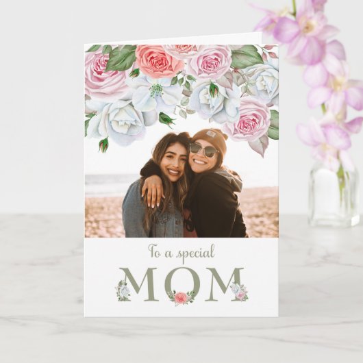 母の日ママカスタムフォトウォーターカラー花 カード (蘭)