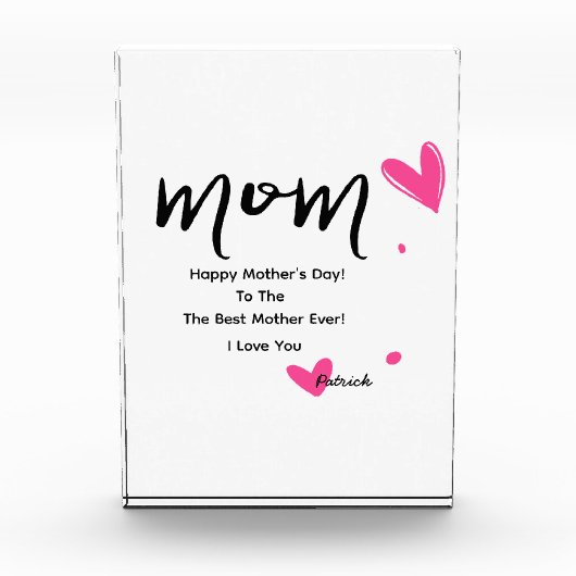 母の日ママピンクハート フォトブロック (正面)