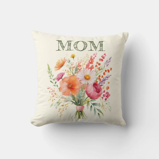 母の日ママフローラかわいらしブーケ花 クッション (正面)