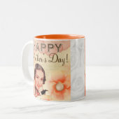 母の日ママヴィンテージレトロフローラかわいらしレディ ツートーンマグカップ (正面左)