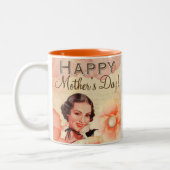 母の日ママヴィンテージレトロフローラかわいらしレディ ツートーンマグカップ (左)